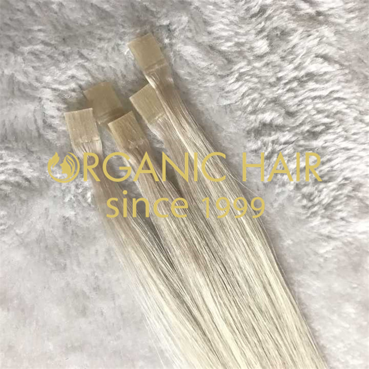 Cuticle aligned hair extensions ash white color flat tip  H97